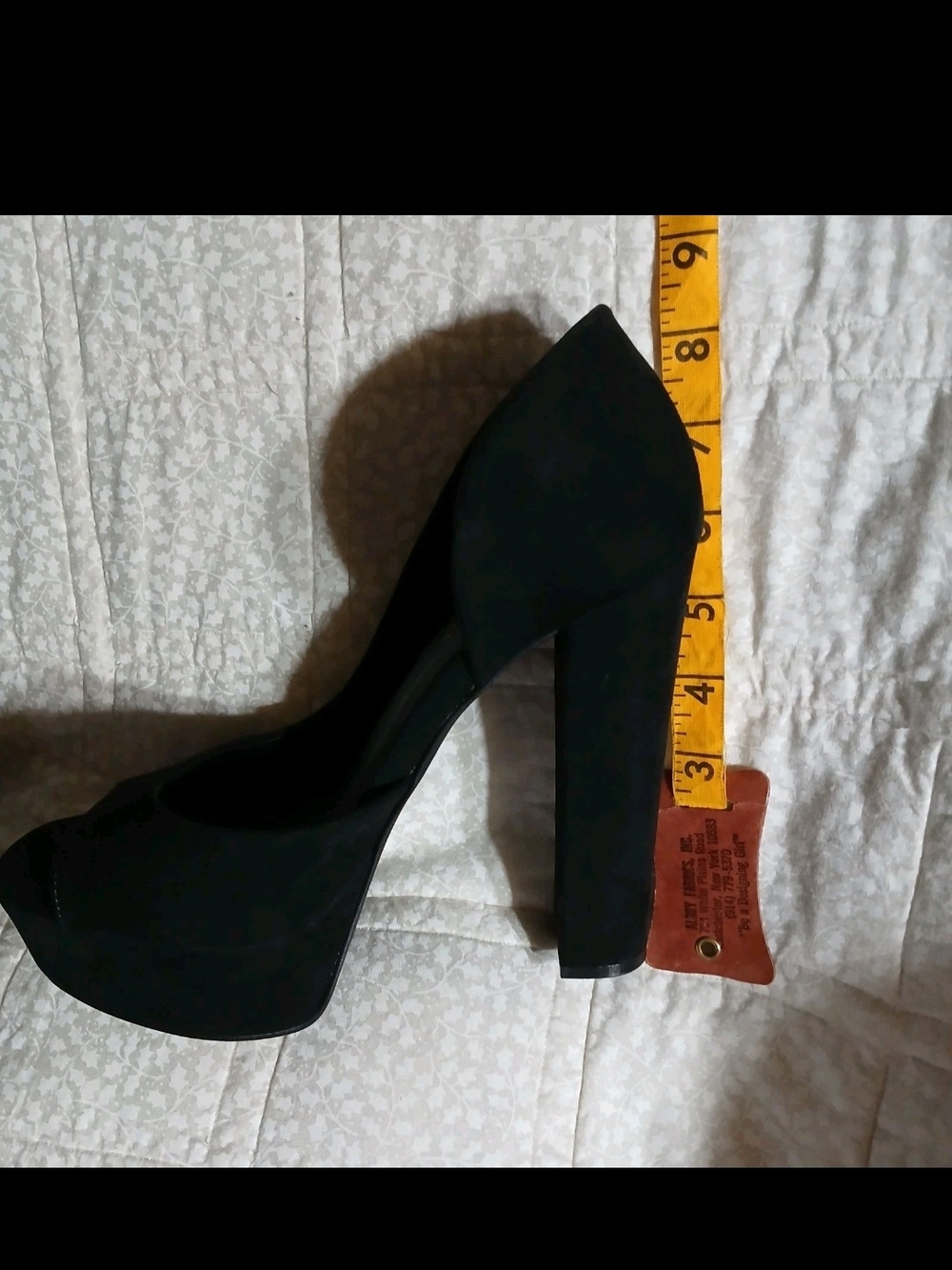 Shoe Dazzle Black Suede Platform Peep-Toe Heels Sz 6.5 - Picture 10 of 15